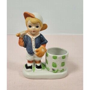 CANDLE HOLDER Votive Ceramic Verona Vergasi Little Boy Baseball Player The Babe.